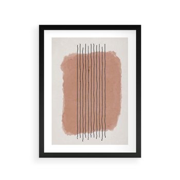 Plakat w ramie 50x70 - Rozmyte Widzenia - abstrakcyjna akwarelowa plama, nieregularne kreski - rama czarna