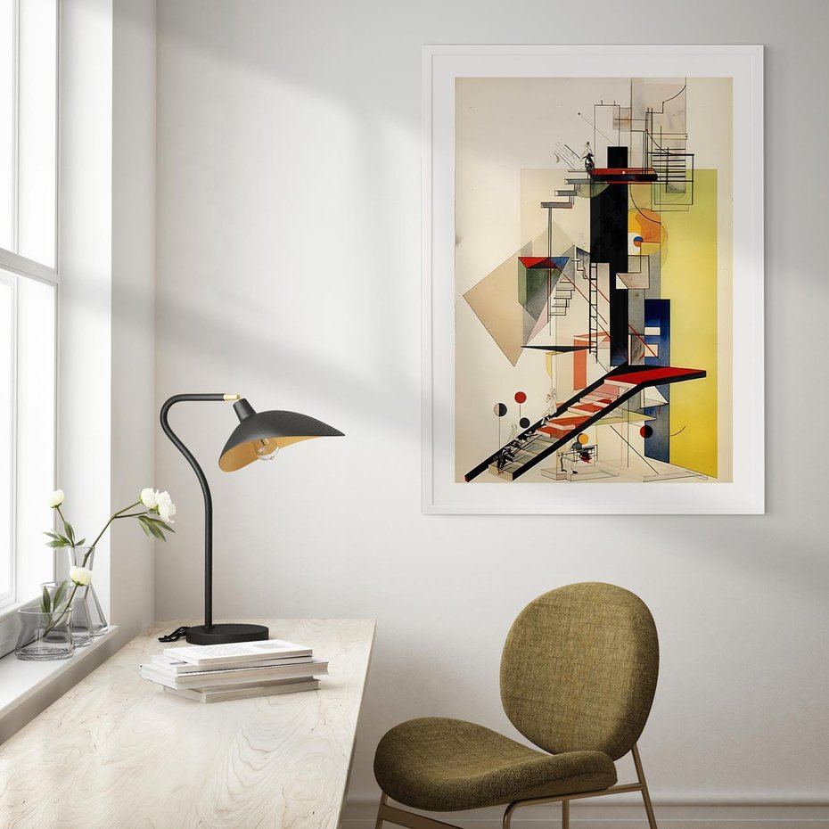 Plakat w ramie 50x70 - Kolorowe Wnętrza Inspiracji - abstrakcyjny obraz, jak kandinsky - rama biała