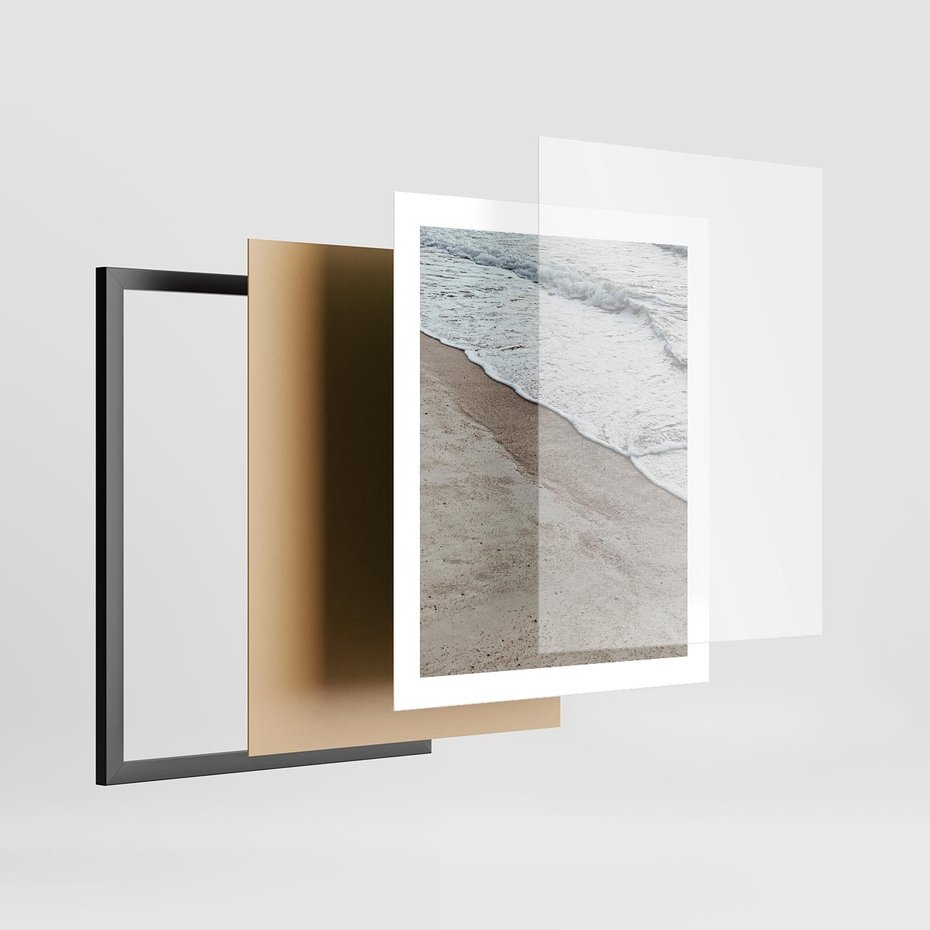 Plakat w ramie 40x50 - Brzeg Morza: Malownicza Plaża i Fale - morze, plaża - rama czarna
