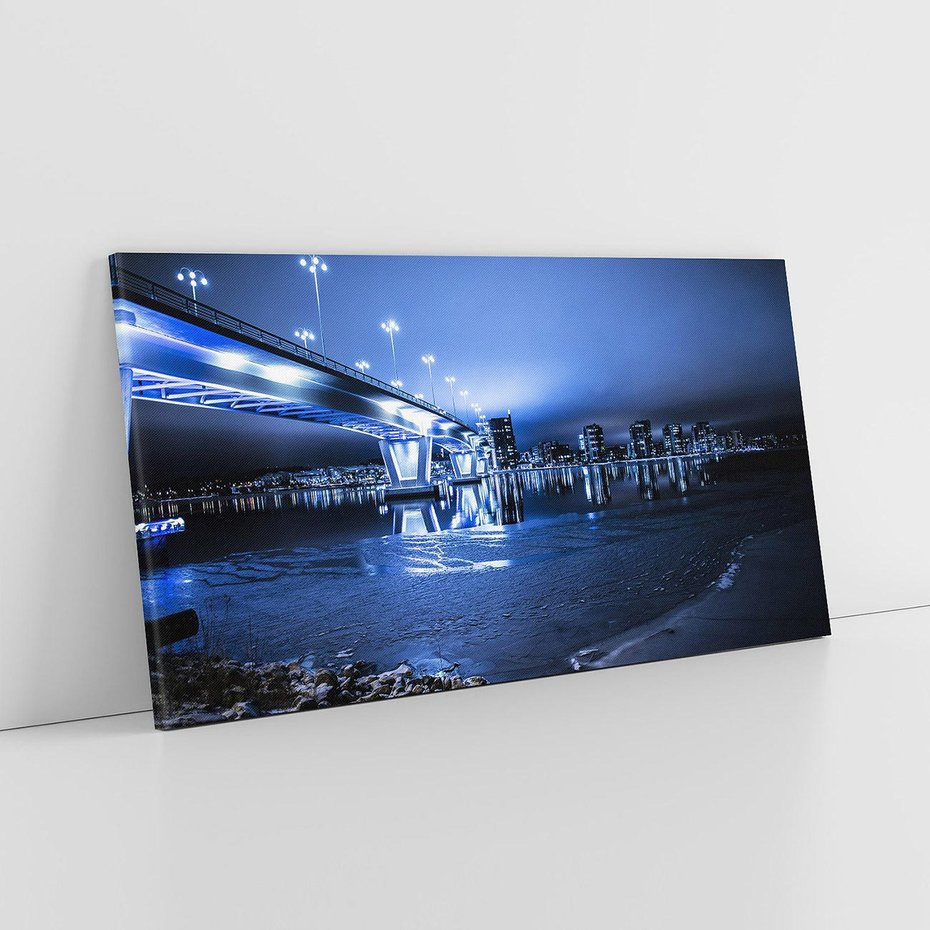 Obraz na płótnie 120x60 - Nocne miasto most - noc, miasto