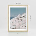 Plakat w ramie 30x40 - Śródziemnomorski Urok - zdjęcie Santorini, białe budynki - rama drewno