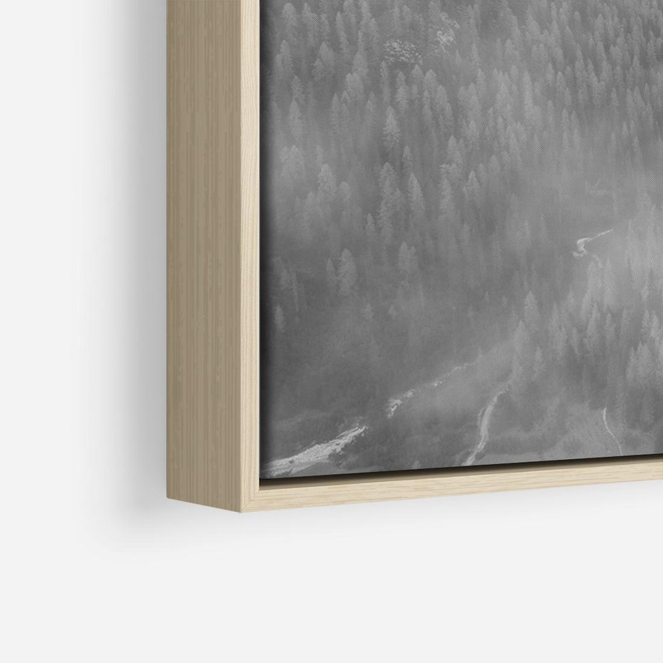 Obraz w ramie 100x70 - Szare Góry - zamglony krajobraz, las - rama drewno