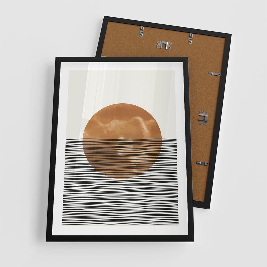 Plakat w ramie 50x70 - Okrąg Mocy - boho obraz, geometria - rama czarna