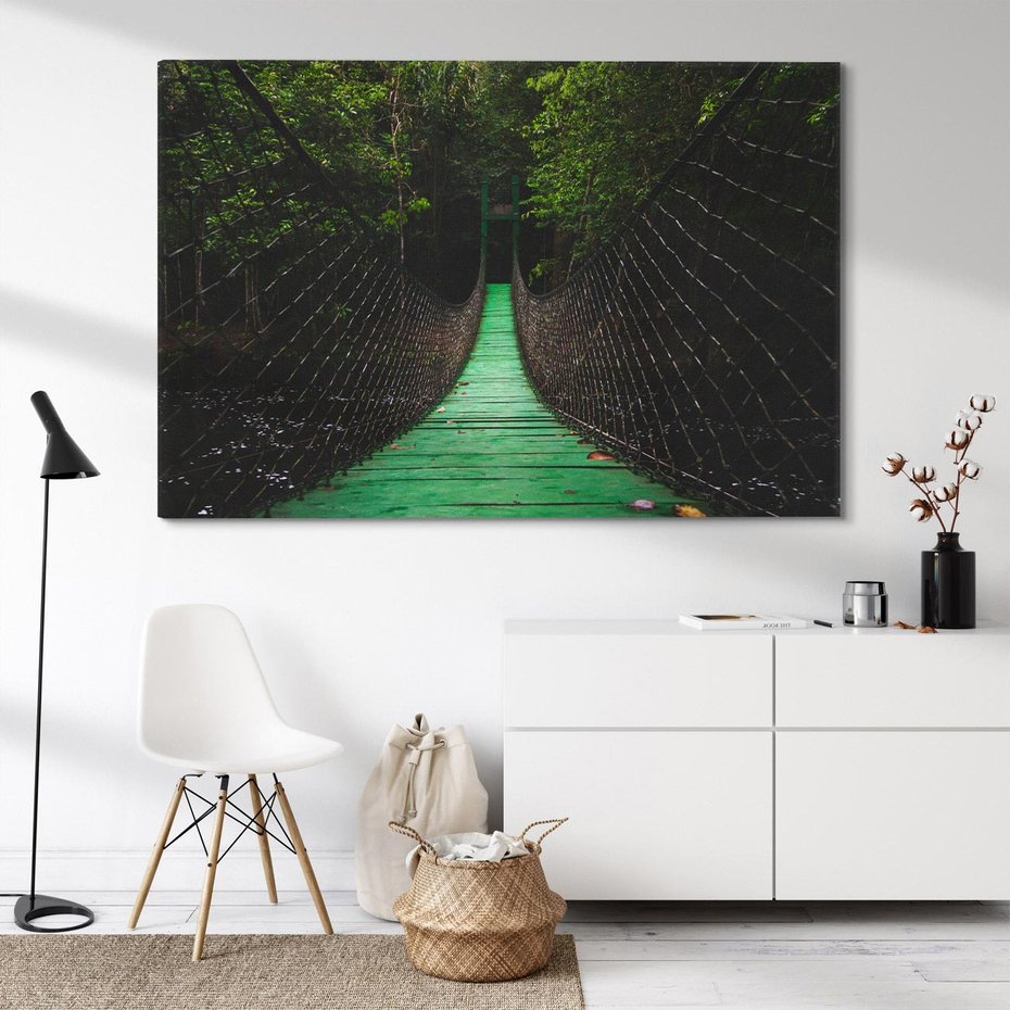 Obraz na płótnie 70x50 - Most linowy w lesie - most, linowy