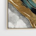 Obraz w ramie 50x50 - Refrakcje płynącej rzeczywistości - jak marmurowa rzeka, linie złota - rama drewno