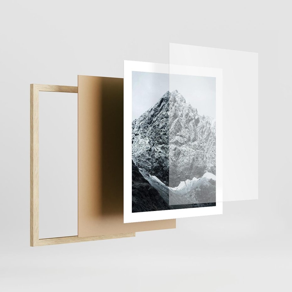 Plakat w ramie 40x50 - Surowość Gór - śnieg, zima w górach - rama drewno