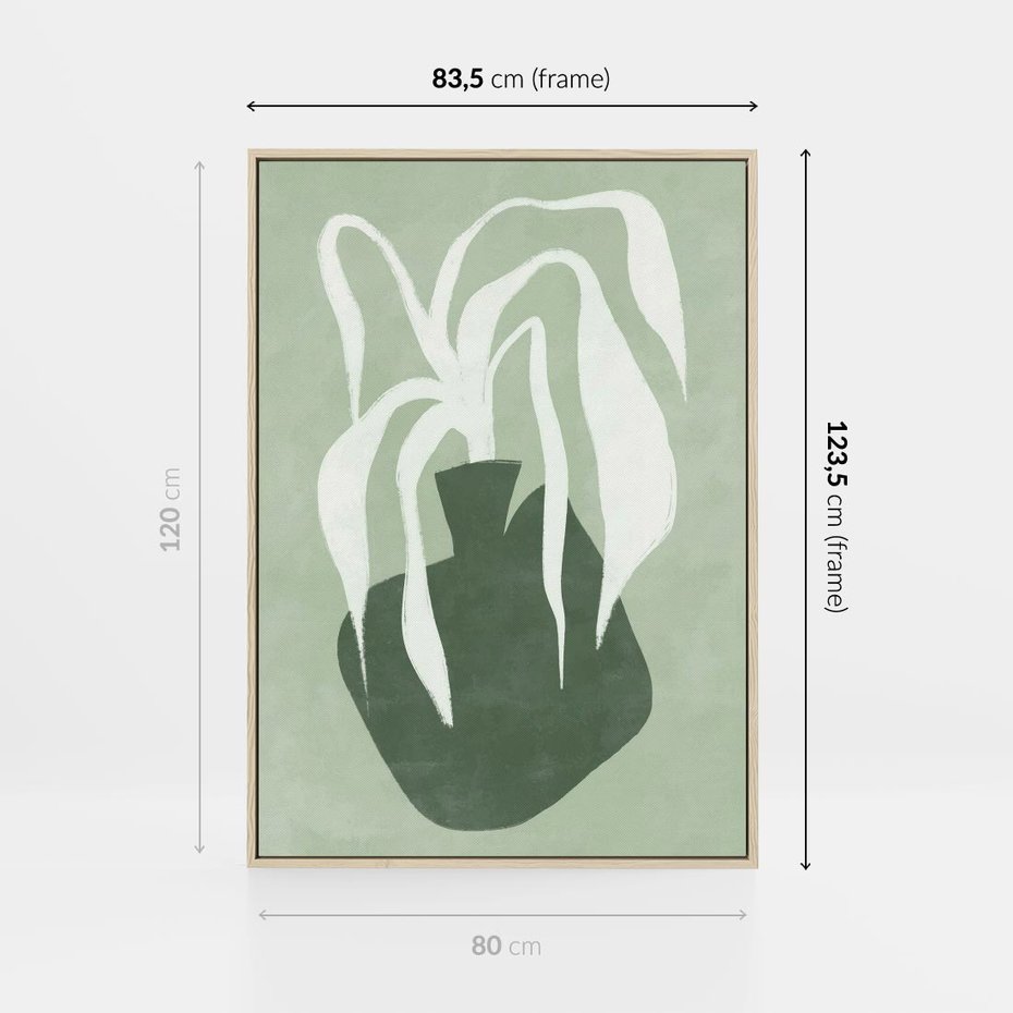 Obraz w ramie 80x120 - Zieleń Pulsującego Spokoju - zielona abstrakcja, zgaszona zieleń - rama drewno