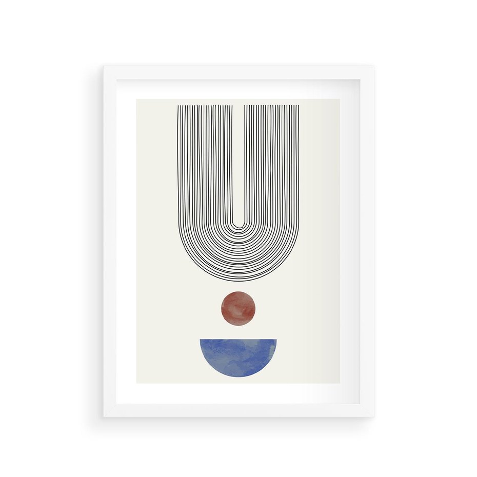 Plakat w ramie 30x40 - Rozplątane Wibracje - nowoczesny plakat, styl midcentury - rama biała