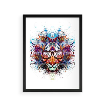 Plakat w ramie 30x40 - Tygrys w graficznej oprawie - tygrys, grafika - rama czarna