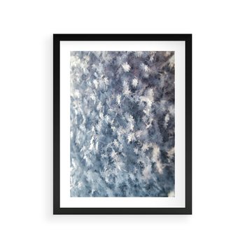 Plakat w ramie 30x40 - Magia Śnieżnych Kryształków - śnieg, szron - rama czarna