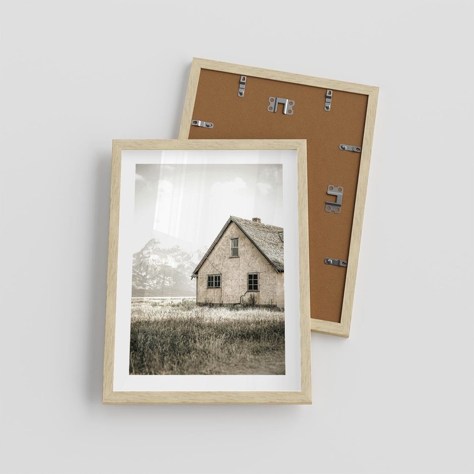 Plakat w ramie 30x40 - Ciepła Atmosfera - dom, stary dom w górach - rama drewno