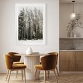 Plakat w ramie 30x40 - Sypiący Śnieg - las w zimie, drzewa pod śniegiem - rama biała