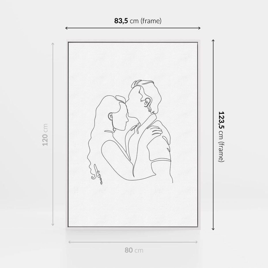 Obraz w ramie 80x120 - Wewnętrzne Emocje - para zakochanych, kobieta i mężczyzna - rama biała