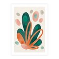 Plakat bez ramy 21x30 - Harmonia bez Harmonii - akwarelowe abstrakcyjne kształty, zieleń i pomarańcz