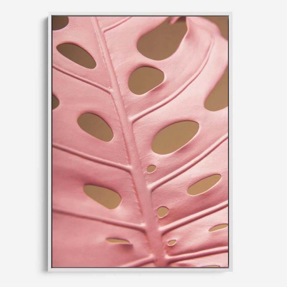 Obraz w ramie 70x100 - Różowa monstera w pełnym rozkwicie - różowa, monstera - rama biała