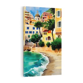 Obraz na płótnie 80x120 - Zamieszkajmy Tu - akwarela, śródziemnomorski klimat