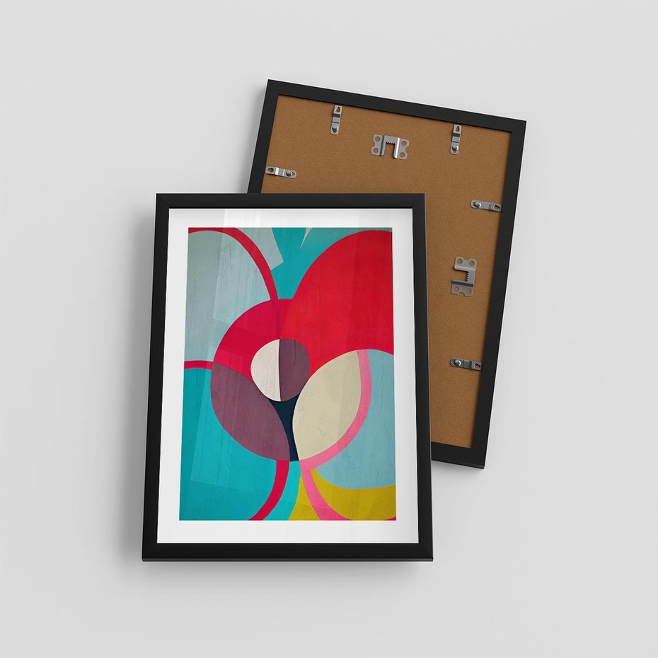 Plakat w ramie 30x40 - Kolorowe Odsłony Inspiracji - abstrakcyjny obraz, olejny - rama czarna