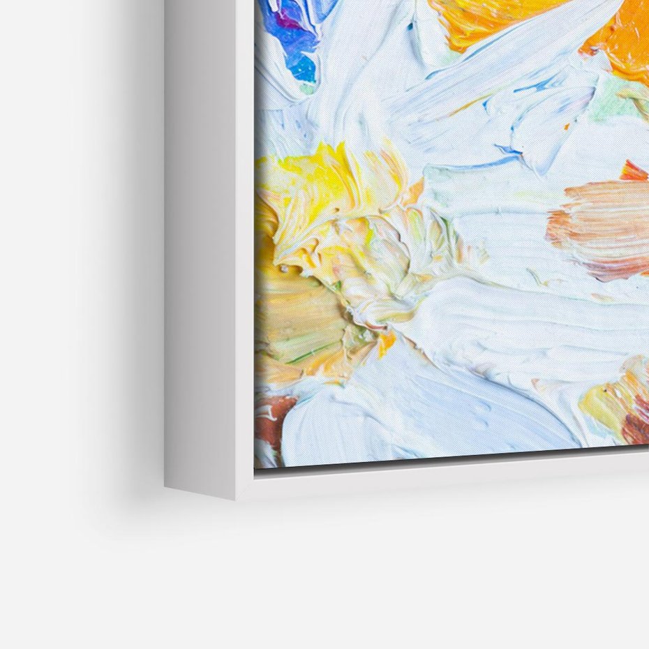 Obraz w ramie 100x70 - Kwiatowe Harmonie - zbliżenie na obraz olejny, gruba warstwa farby - rama biała