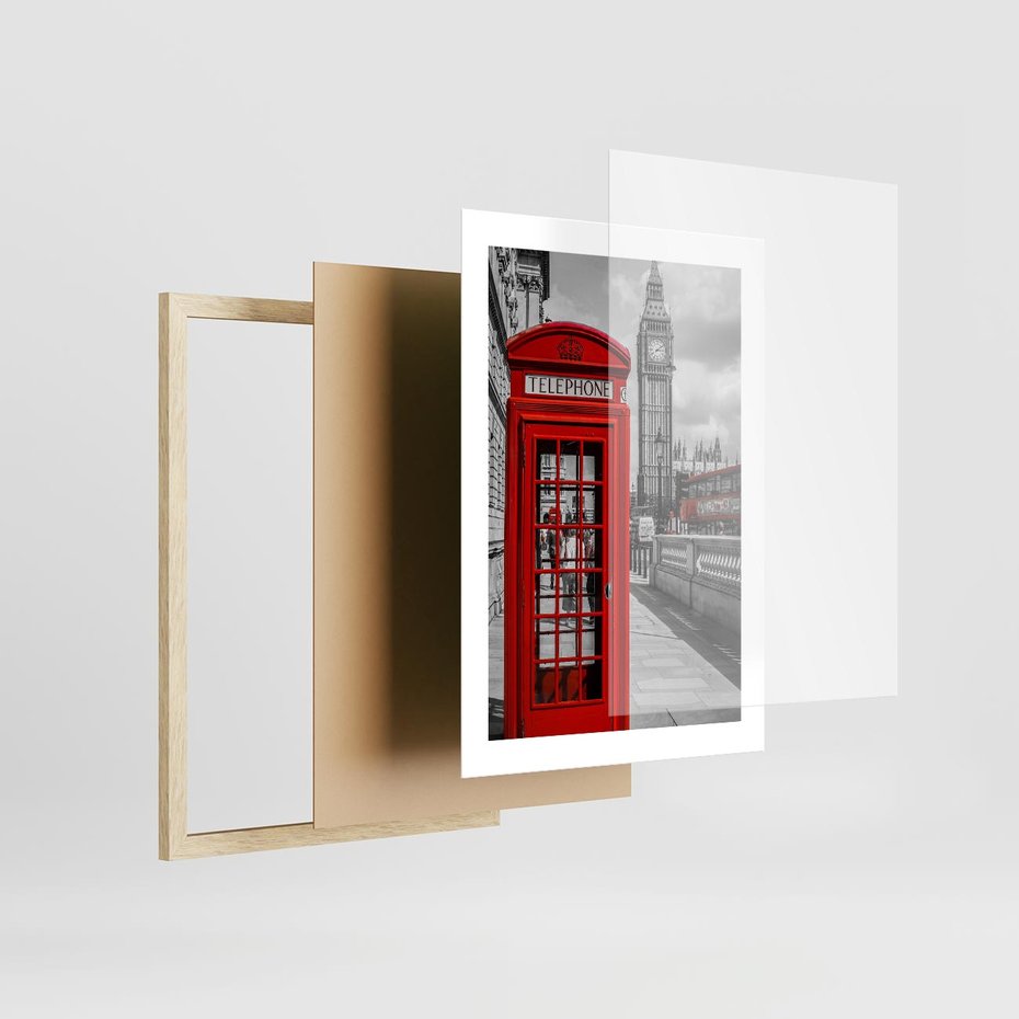 Plakat w ramie 30x40 - Budka w Londynie - Londyn, budka - rama drewno