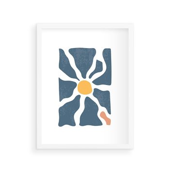 Plakat w ramie 50x70 - Kwiatowy Rezonans - nowoczesna kwiatowa grafika, styl retro - rama biała