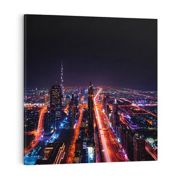 Obraz na płótnie 60x60 - Nocne oświetlenie miasta - miasto, noc