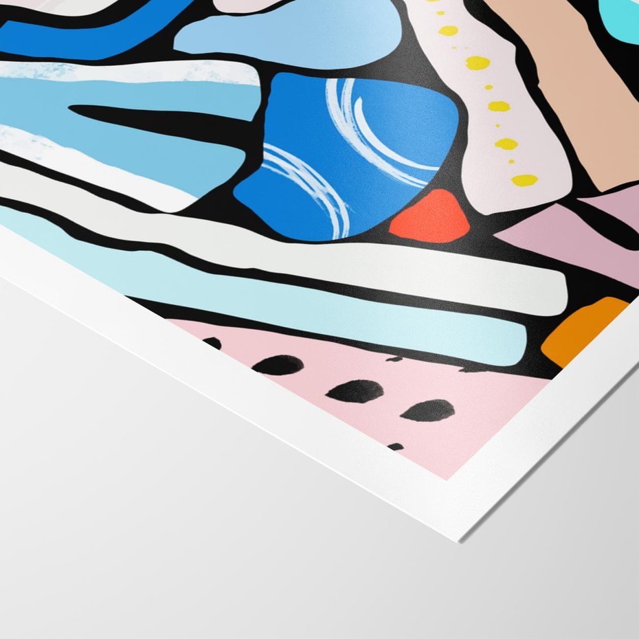 Plakat bez ramy 30x40 - Kolory Na Czerni - abstrakcyjne formy, komiksowy styl