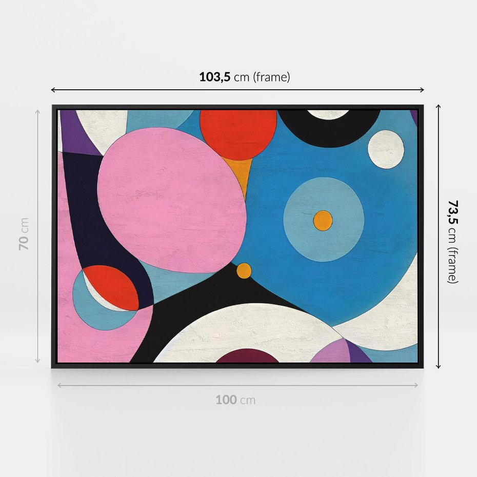 Obraz w ramie 100x70 - Kolorowe Ulotności - abstrakcyjny obraz olejny, żywe kolory - rama czarna