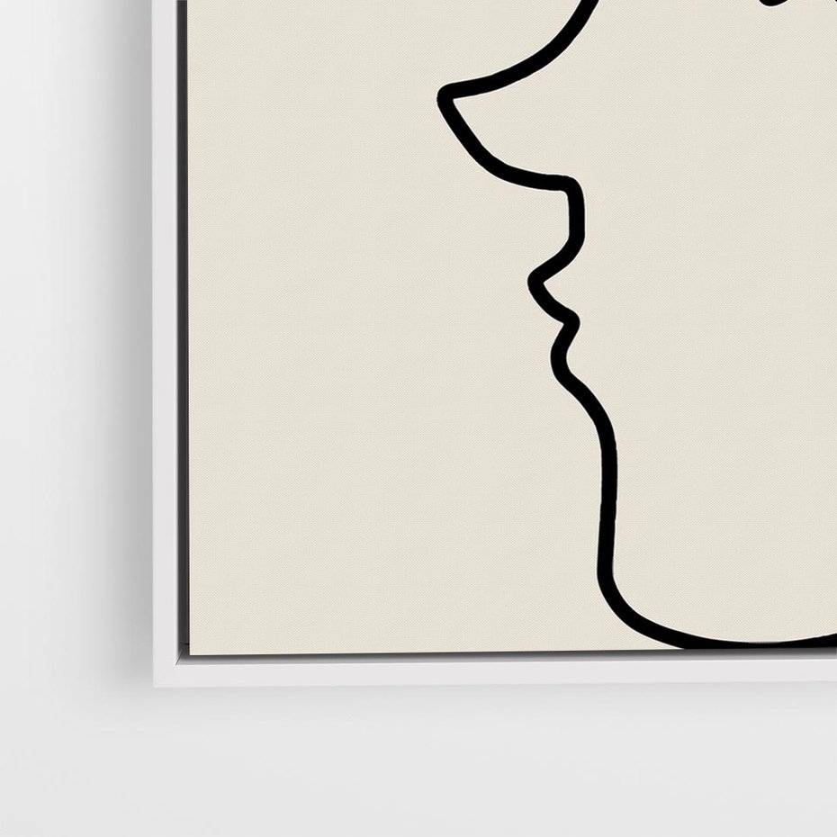 Obraz w ramie 50x50 - Impresje Kształtów - abstrakcyjny obraz, przypomina twarz - rama biała