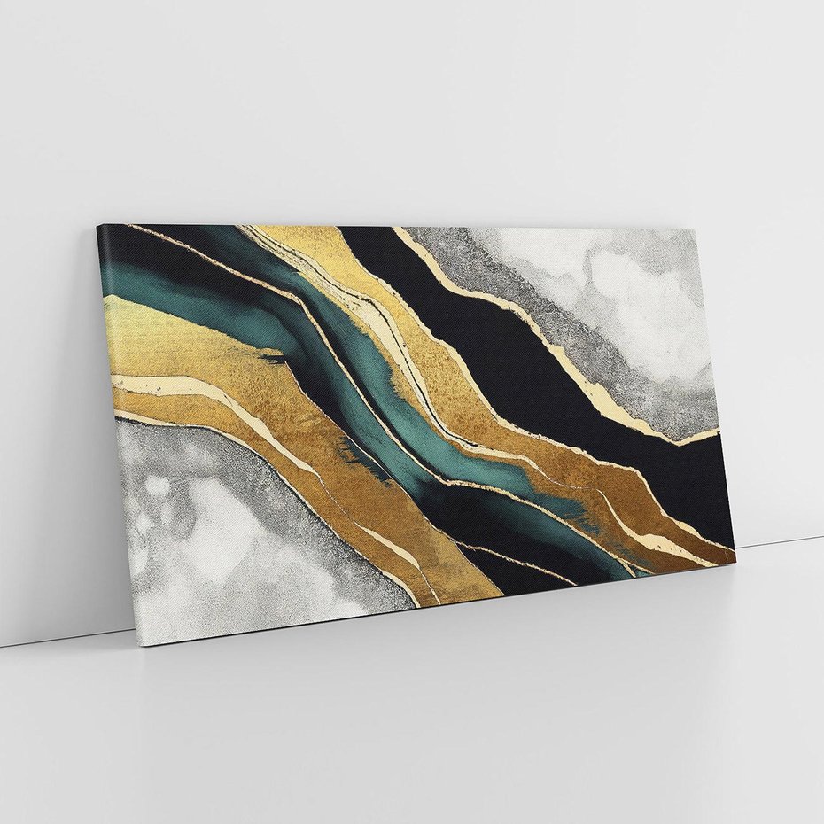 Obraz na płótnie 140x70 - Refrakcje płynącej rzeczywistości - jak marmurowa rzeka, linie złota