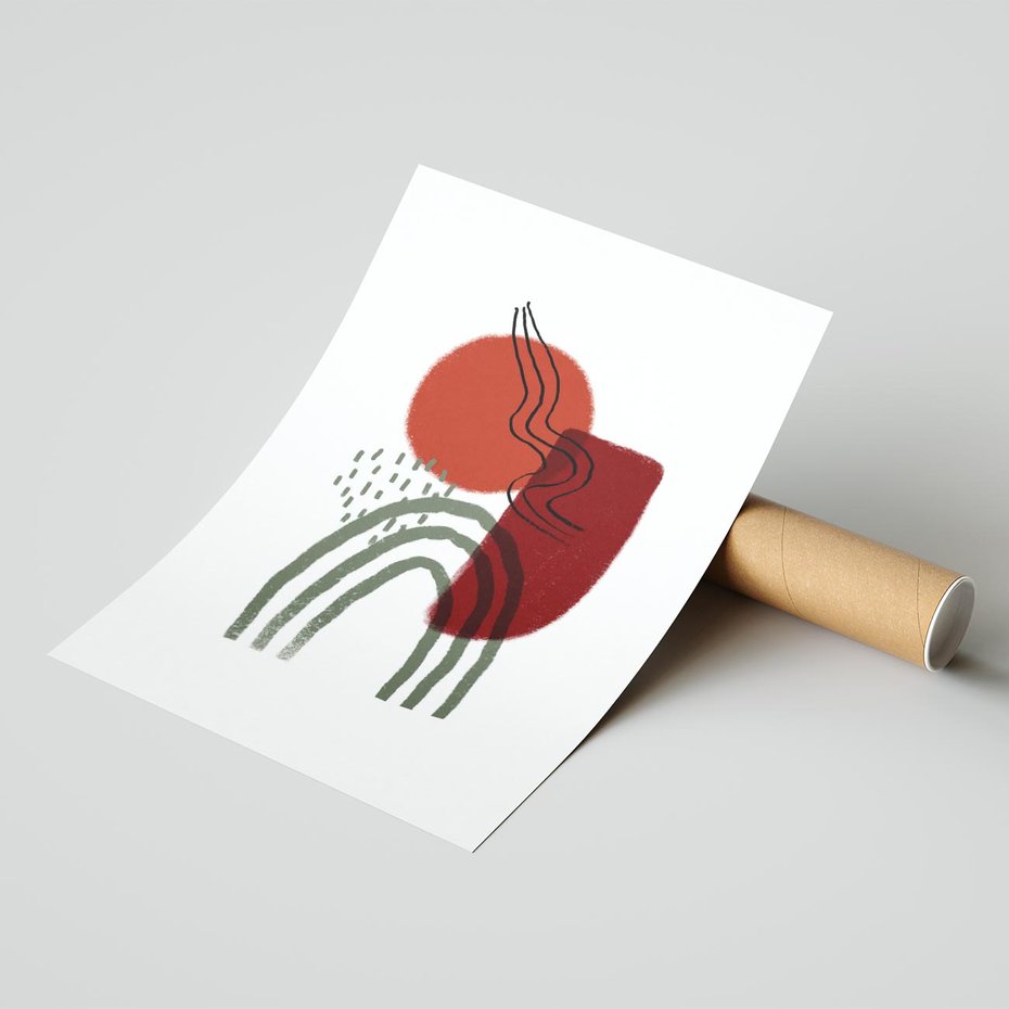 Plakat bez ramy 21x30 - Abstrakcyjne Pulsacje - abstrakcyjna sztuka, boho kształty