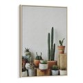 Obraz w ramie 80x120 - Naturalna Harmonia - kaktusy, liście - rama drewno