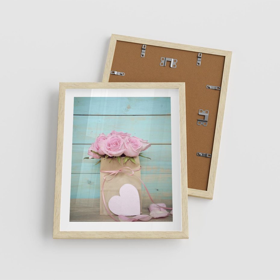 Plakat w ramie 40x50 - Uczucie W Pełnym Rozkwicie - kwiaty, romantyczne - rama drewno