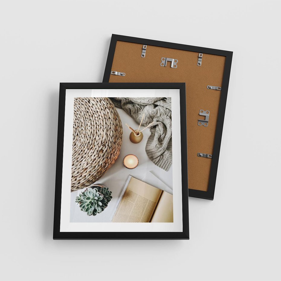 Plakat w ramie 40x50 - Przytulna Kompozycja Lifestyle - kompozycja lifestyle, wiklina - rama czarna
