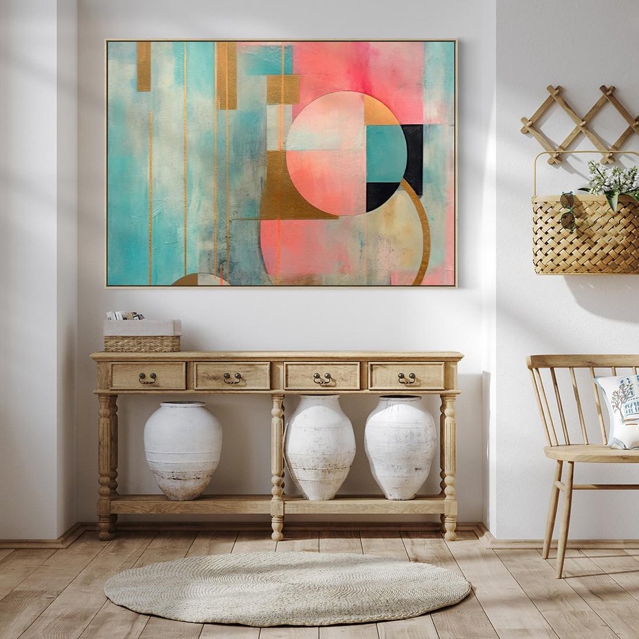 Obraz w ramie 100x70 - Abstrakcyjny Bałagan - abstrakcja, obraz olejny - rama drewno