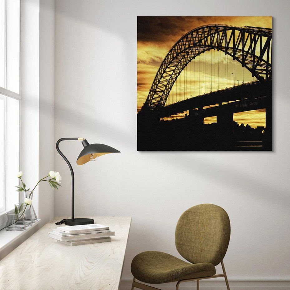 Obraz na płótnie 30x30 - Most przy zachodzie słońca - most, zachód