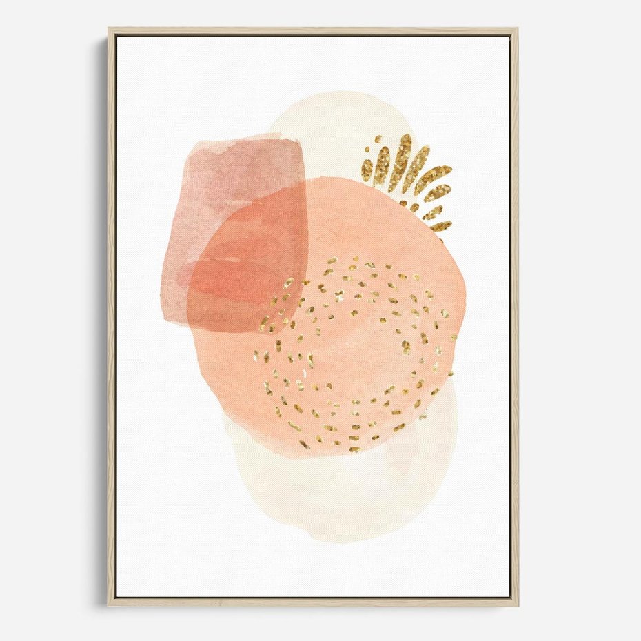 Obraz w ramie 50x70 - Migotliwe Kształty i Plamy - abstrakcyjne akwarelowe plamy, minimalizm - rama drewno