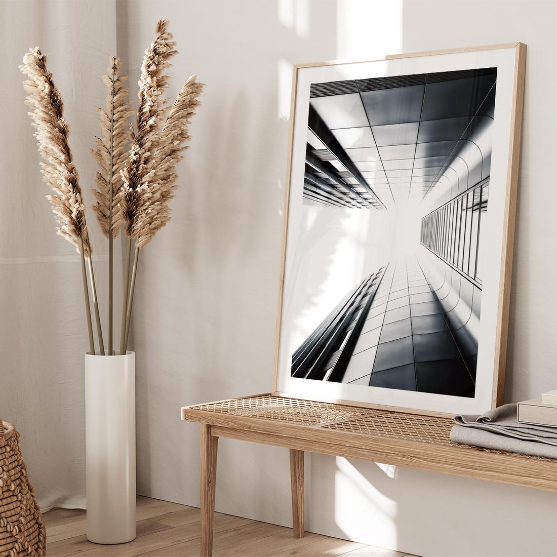 Plakat w ramie 50x70 - Architektura o Prostych Formach - architektura, proste formy - rama drewno