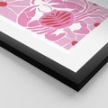 Plakat w ramie 40x50 - Roztańczone Kraby - różowe kwiaty i kraby, abstrakcyjna kompozycja - rama czarna