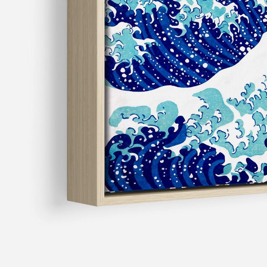 Obraz w ramie 120x80 - Fala Japandi - wielka fala w Kaganawie, obraz Hokusai - rama drewno