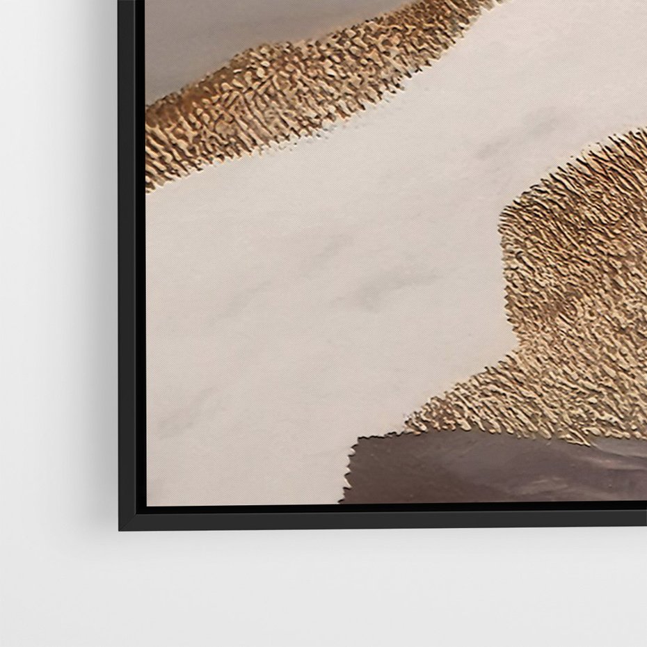 Obraz w ramie 50x70 - Płynne Fale - abstrakcja, neutralne kolory - rama czarna