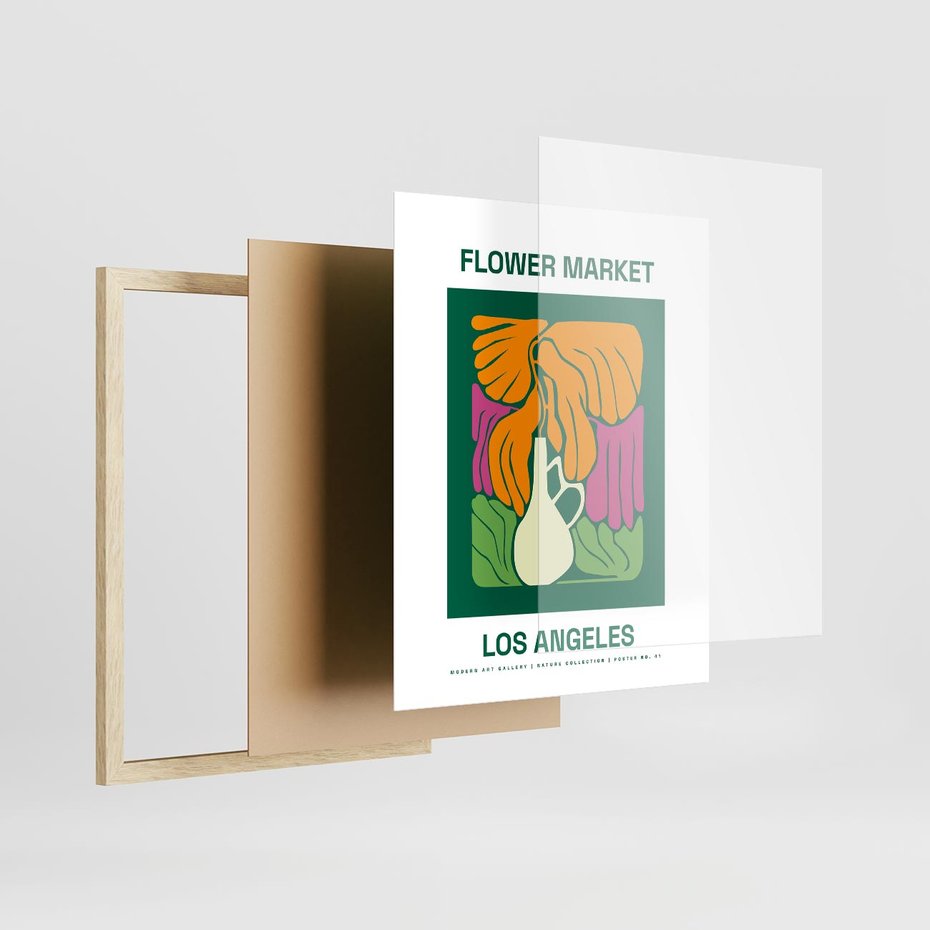 Plakat w ramie 40x50 - Przenikające Kontury - minimalizm, plakat - rama drewno