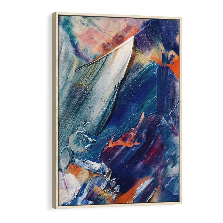 Obraz w ramie 80x120 - Rytmy ukrytych pragnień - chaos i abstrakcja, plamy koloru - rama drewno