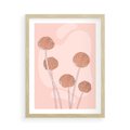 Plakat w ramie 50x70 - Rozkwitające Emocje - minimalistyczny plakat, pudrowe kwiaty - rama drewno