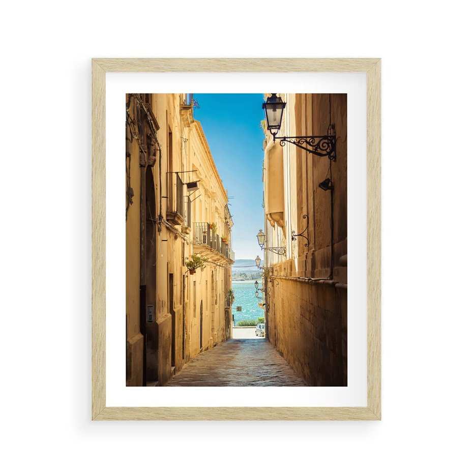 Plakat w ramie 40x50 - Perspektywa magicznej uliczki - uliczka, perspektywa - rama drewno