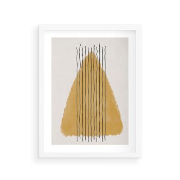 Plakat w ramie 50x70 - Migocące Impulsy - abstrakcyjna akwarelowa plama, nieregularne kreski - rama biała