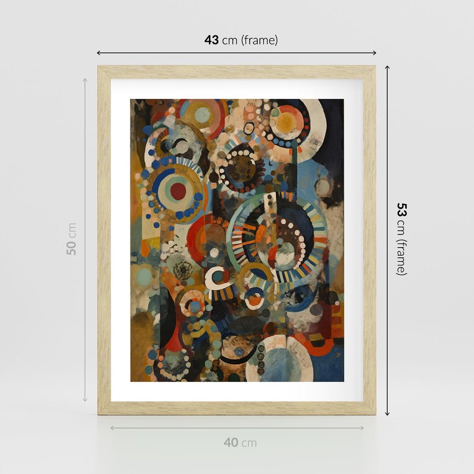 Plakat w ramie 40x50 - Podróżne Wizje Aberracji - abstrakcyjny obraz, mnogość kolorów - rama drewno
