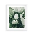 Plakat w ramie 40x50 - Zgaszona Uroda Natury - zielone liście, zgaszona zieleń - rama biała