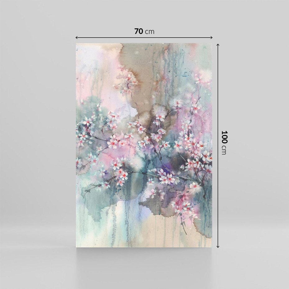 Obraz na płótnie 70x100 - Efemeryczne Kwitnienie Drzew - akwarela, rozmyte pastelowe tłó