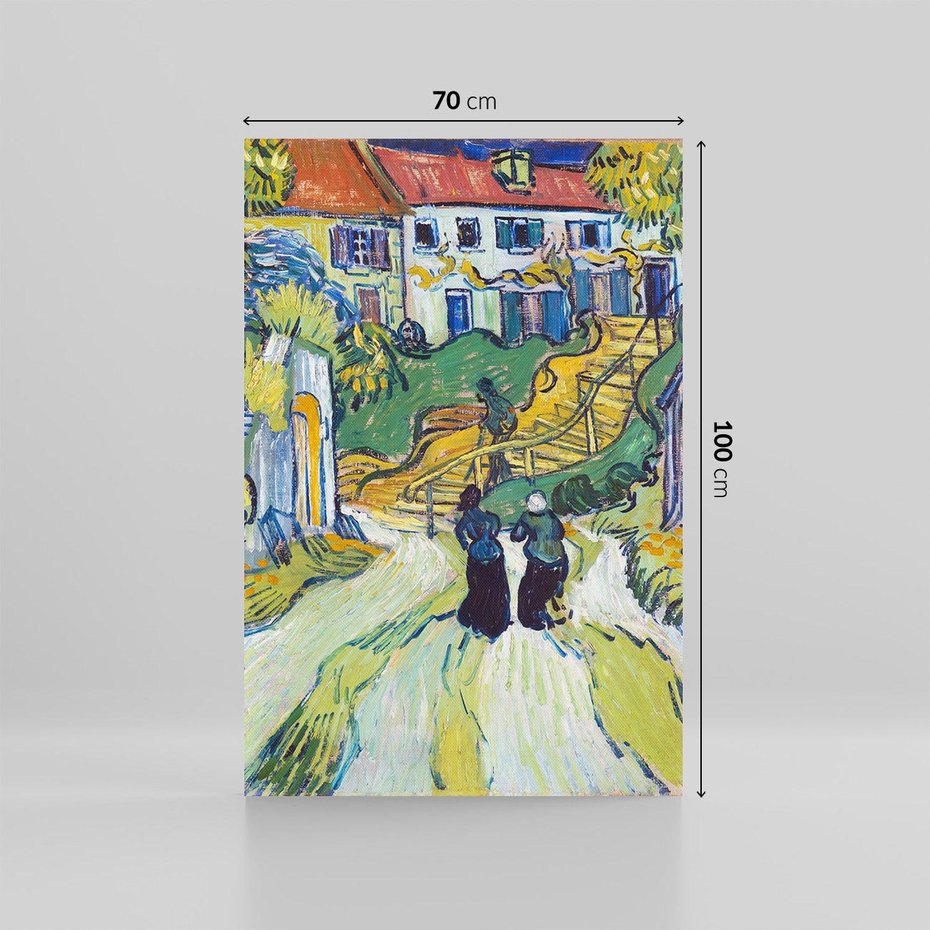 Obraz na płótnie 70x100 - "Schody w Auvers" (1890) Vincent van Gogh - Reprodukcja - reprodukcja, obraz na płótnie