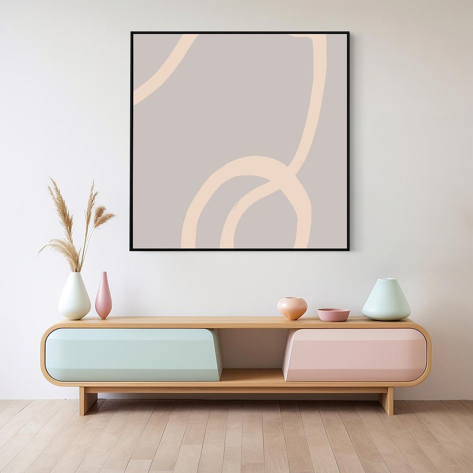 Obraz w ramie 50x50 - Wystylizowana Rewolucja - minimalistyczny obraz, nowoczesny - rama czarna